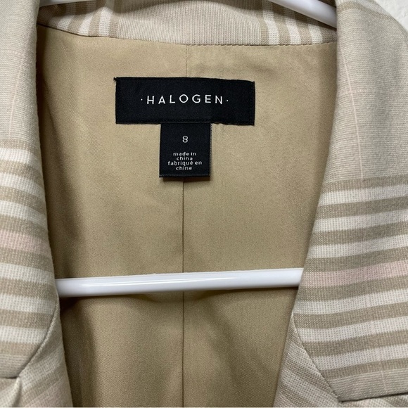 Halogen Single Button Neutral Plaid Blazer 8 NWT Tailored Notched Collar - Picture 6 of 13